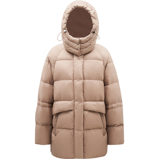 LINCCHIC金羽杰中长款羽绒服女款冬季新款连帽龟背羽绒服女2221