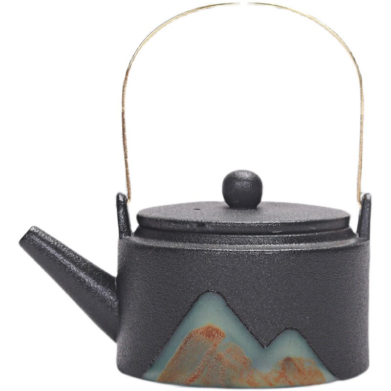 日式粗陶复古田园风功夫茶壶