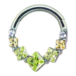 Shinma F-136钛合金方糖锆石彩色卡扣式鼻中隔环耳蜗耳骨环穿刺