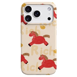 马年限定原创招财小红马适用苹果17PROMAX菲林手机壳iphone16plus软壳15萌系新年14可爱卡通全包简约二合一