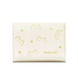 2025新款短款三折叠小钱包女迷你钱夹儿童零钱包卡包可爱猫咪薄款