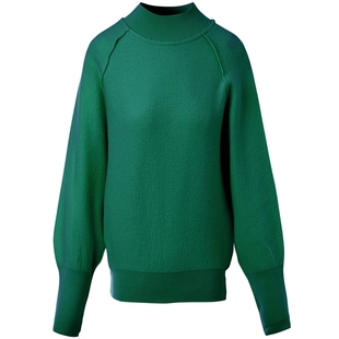 IIIVIVINIKO“美丽诺羊毛”合体罗纹针织缩绒套头衫女M343713623D