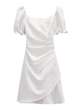 白色洋装小礼服裙女平时可穿2024新款轻奢名媛气质赫本风伴娘服