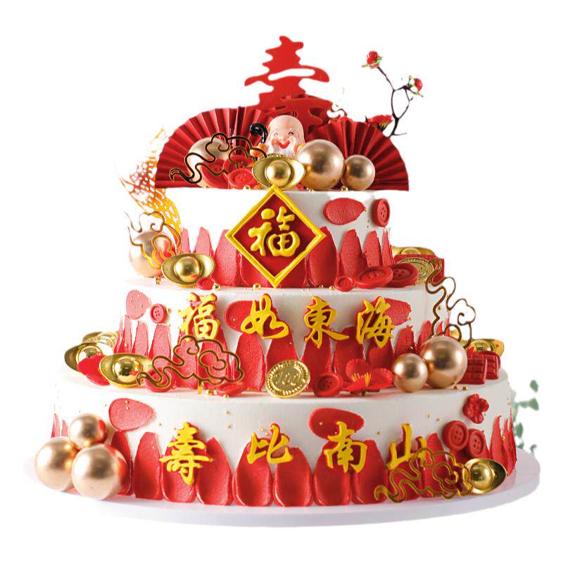 三层祝寿网红蛋糕模型