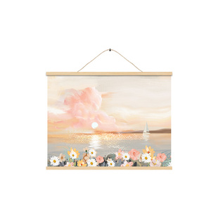 奶油风餐厅装饰画壁布挂布风景油画电表箱遮挡挂画客厅艺术立体