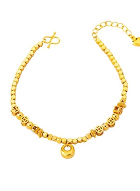 越南古法沙金五帝钱手串