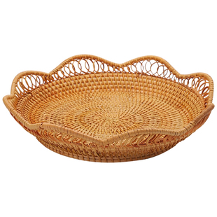 越南藤编水果篮子手工编织收纳筐客厅茶几零食面包点心盘家用菜蓝