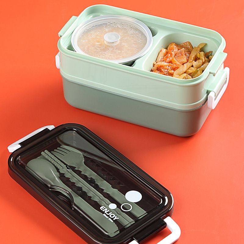 双层可加热304不锈钢饭盒分格上班族便携防漏便当盒密封学生餐盒