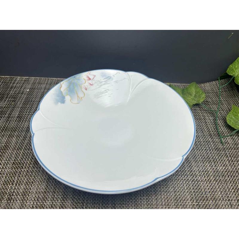 陶瓷花边盘子高级感碗碟家用好看餐具菜盘简约汤盘餐盘深盘西餐盘