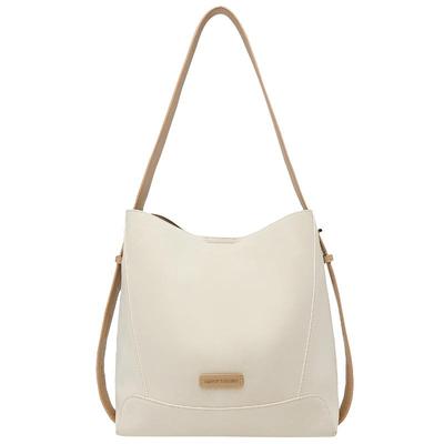 稻草人简约大容量水桶包单肩包包