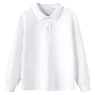 儿童校园服白色polo衫男童长袖t恤女童纯棉打底衫小学生新款衬衫