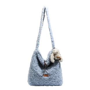 韩系慵懒风羊羔毛托特包包女2025冬季大容量百搭毛绒包软糯斜挎包