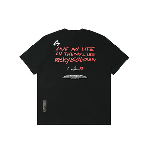 RickyisClown男生短袖T恤男夏季 潮牌美式宽松情侣衣服纯棉半袖女