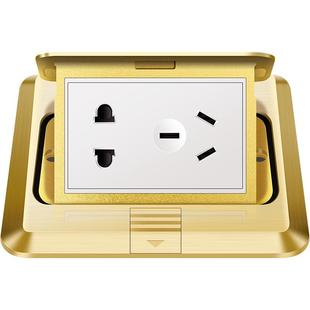 鸿雁嵌入式五孔地插座全铜防水阻尼隐藏弹出电脑千兆网络地板插座