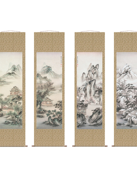 陈少梅春夏秋冬山水四条屏卷轴