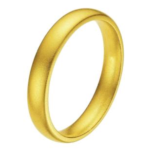 金包银泥鳅背戒指古法实心黄金素圈指环闭口情侣亮面对戒生日礼物