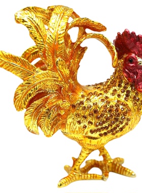 招财合金公鸡摆件首饰盒新年礼物