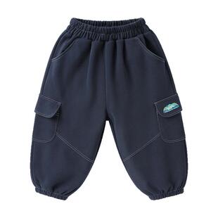 右欧男童运动裤女童卫裤束脚儿童休闲长裤纯色百搭春秋季新款童装