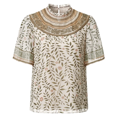 VGRASS立体刺绣云肩顺纡绉上衣女