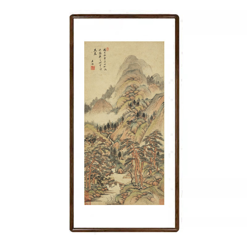 清王鉴溪山仙馆图立轴仿古山水画新中式客厅装饰画办公室书房挂画