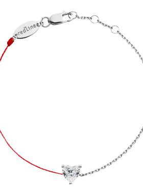 Redline/红绳女士0.20克拉心形钻石白金半绳半链女士手链