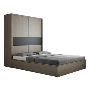 榻榻米床衣柜一体小户型组合卧室现代简约塌塌米全实木储物儿童床