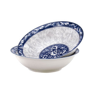 青花瓷陶瓷釉下彩家用斗笠碗吃饭碗面碗大碗大号汤碗泡面餐具套装