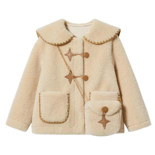 女童毛绒外套秋冬2025新款洋气大童仿羊羔绒皮毛一体儿童加厚大衣