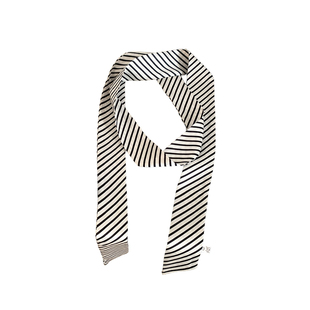 韩系ins黑白条纹细窄长条丝巾女士系脖高级感搭衬衫领巾领带颈饰
