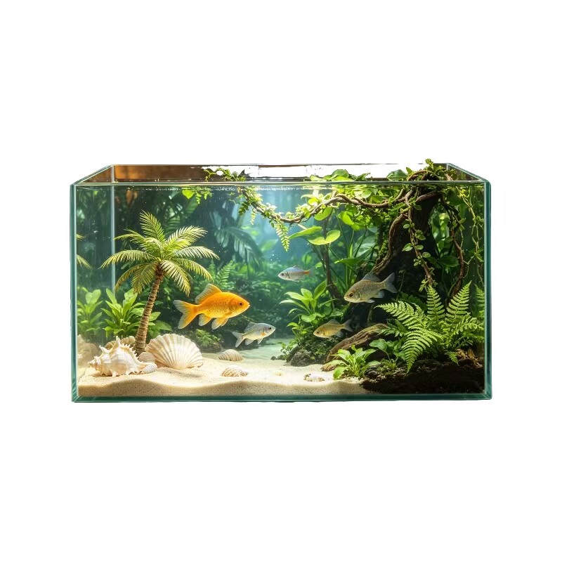 海衣桌面超白玻璃生态水草缸
