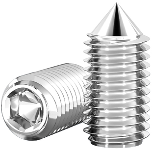 316不锈钢内六角尖端锥端紧定螺丝无头机米顶丝螺钉M3M4M5M6M8M10