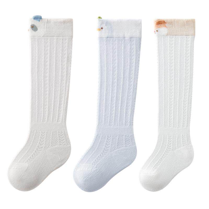 十月结晶粒粒阳光婴儿长筒袜夏季超薄a类网眼不勒腿宝宝防蚊袜3双
