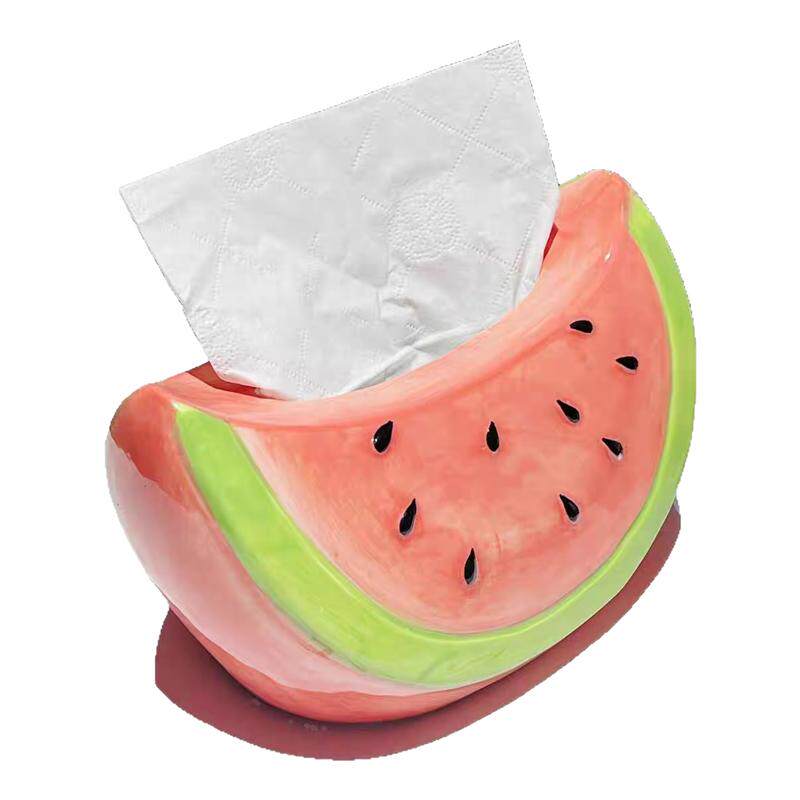 卡通西瓜装饰纸巾盒家用收纳摆件