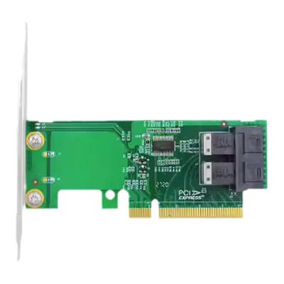 双口U.2转接卡 PCIe 3.0 x8转2口SFF-8643 NVMe SSD固态硬盘