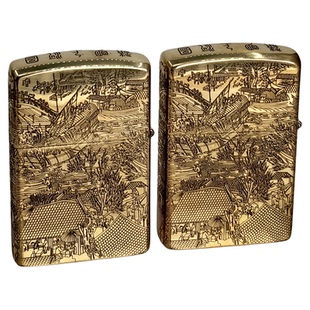 珍藏版清明上河图佐罗纯铜精雕煤油打火机商务复古怀旧创意送朋友