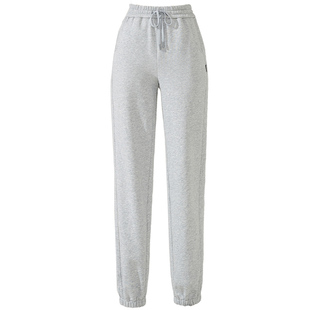 逸阳灰色运动裤女秋季慢跑裤子直筒瘦版显瘦休闲哈伦束脚白色卫裤