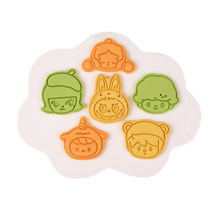 卡通饼干模具Dimoo拉布布Molly盲盒周边曲奇翻糖按压立体烘焙工具