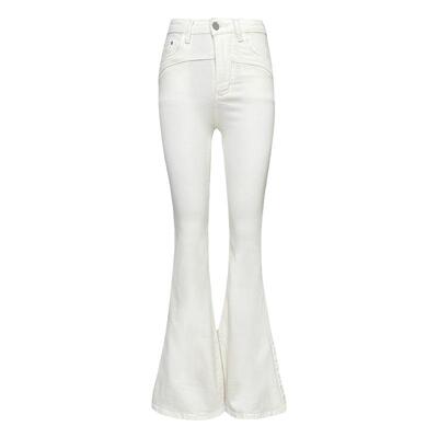 紧身牛仔喇叭裤女立体裁剪长裤