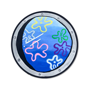 海绵宝宝窗户防水贴纸比奇堡油画装饰亚克力舷窗动漫墙贴手绘抖音