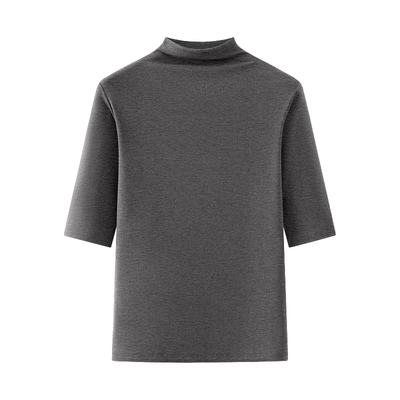 半高领中袖打底衫女春秋内搭针织五分袖t恤紧身洋气上衣2026新款