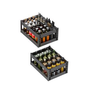 调味拉篮厨房橱柜铝合金单双层开门抽屉式小尺寸刀筷架调味料拉篮