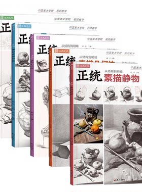 正统素描单体静物几何体结构石膏像色彩基础教程套装  零基础入门石膏几何体临摹范本单体组合高中初学新手照片对画高考联考教材书