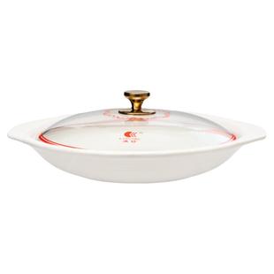 康舒大口径白色特浅砂锅商用耐高温陶瓷浅炖锅酒店鱼头煲明火专用