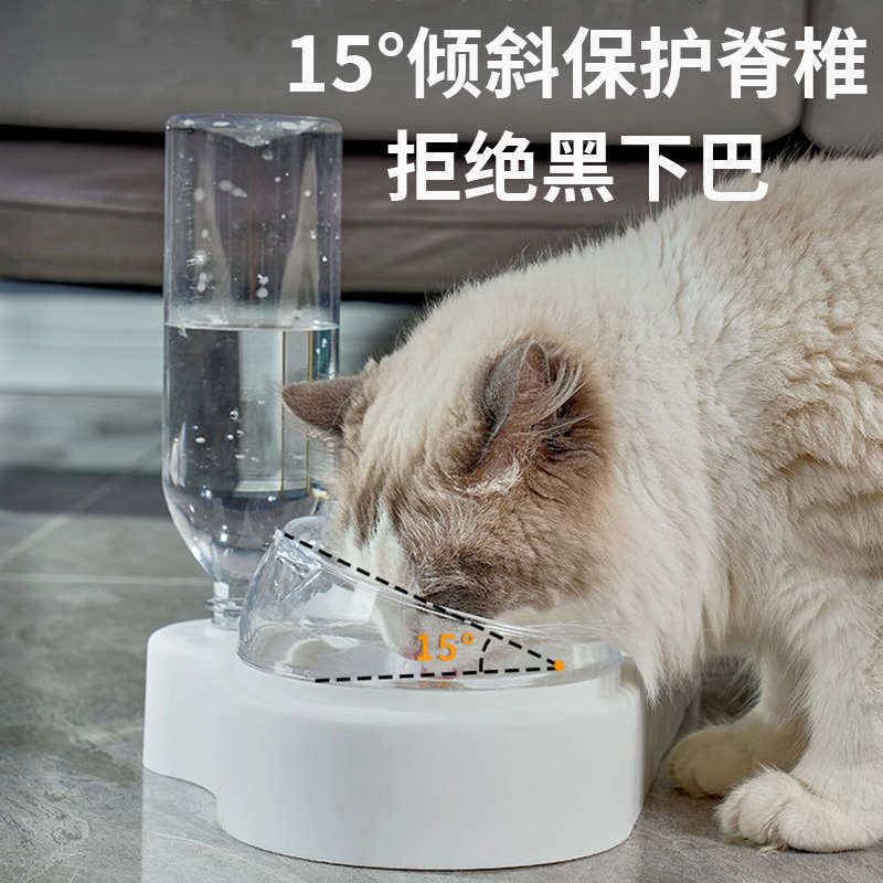 猫咪食盆护颈双碗自动宠物碗喂食器狗狗饮水器饭盆一体式狗碗猫碗