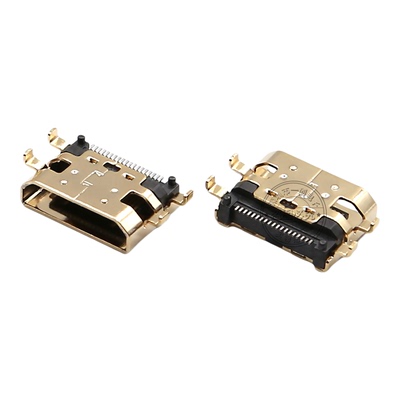 MINI HDMI-A 19P母座沉板0.8、1.5四脚插板SMT镀金 高清接口插座