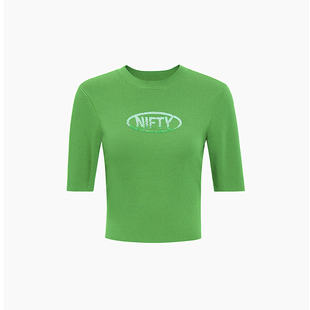 黑标系列 欧时力 镂空短袖针织衫女夏装薄款上衣小个子