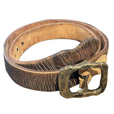 跋折罗VAJRA牛皮火烧灰裂纹腰带