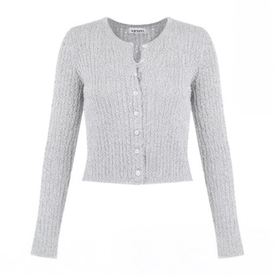 BM针织毛衣开衫2026新款初秋设计感麻花短款外套洋气独特别致上衣