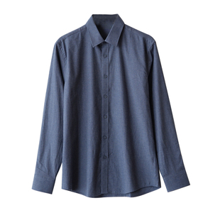 纯棉色纺纱衬衫 男士全棉商务正装衬衣 磨毛长袖通勤上衣春秋男装