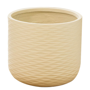 仿陶瓷花盆客厅落地家用圆形大号奶油黄北欧龟背竹花盆轻奢高级感